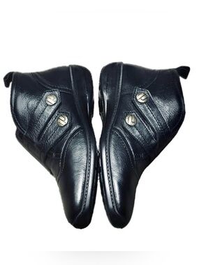 👟🐎 HOTTER England Nancy Black High Top Leather Comfort Shoes l US Women's 5.5